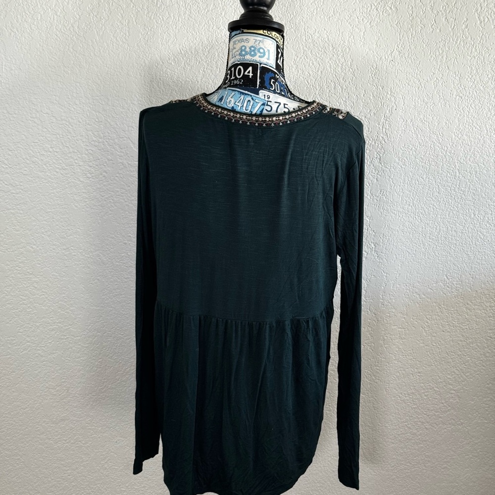 Knox Rose Dark Green Embroidered Blouse - Picture 2 of 3